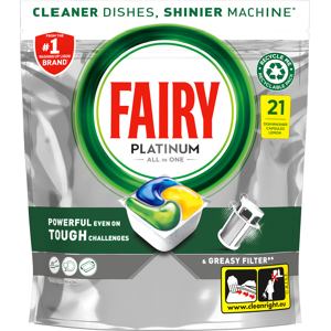 Fairy Platinum All In One Dishwasher Tablets, Lemon , 21 Capsules Fairy Platinum All In One Dishwasher Tablets, Lemon , 21 Capsules
