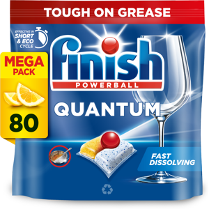 Finish Quantum All In One Dishwashing Tablets, Lemon, 80 Capsules Finish Quantum All In One Dishwashing Tablets, Lemon, 80 Capsules