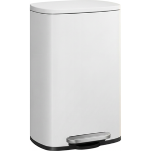 Ochama x SONGMICS 50 L Kitchen Bin, Rubbish Bin, Steel Trash Bin, Soft Close, Step-On Pedal, Removable Inner Bucket, White Ochama x SONGMICS 50 L Kitchen Bin, Rubbish Bin, Steel Trash Bin, Soft Close, Step-On Pedal, Removable Inner Bucket, White