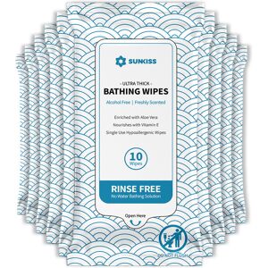 SUNKISS TrustPlus Bathing Wipes with Aloe, Extra Thick 8"x12" Body Cleansing Wipes for Adults Sensitive Skin, Camping, Travelling, Gym, Caring, 40 Count SUNKISS TrustPlus Bathing Wipes with Aloe, Extra Thick 8"x12" Body Cleansing Wipes for Adults Sensitive Skin, Camping, Travelling, Gym, Caring, 40 Count