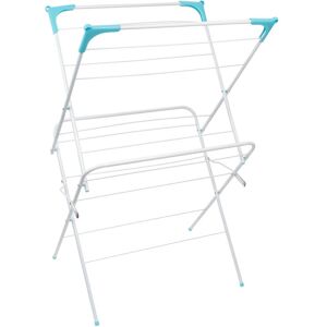 JVL Two Tier Folding Concertina Laundry Washing Clothes Horse Airer - White JVL Two Tier Folding Concertina Laundry Washing Clothes Horse Airer - White