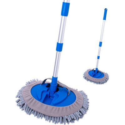Blue Chenille Window Cleaner with 3-Section Telescopic Aluminum Pole 51.5-110cm, 26x17.5cm Head Blue Chenille Window Cleaner with 3-Section Telescopic Aluminum Pole 51.5-110cm, 26x17.5cm Head