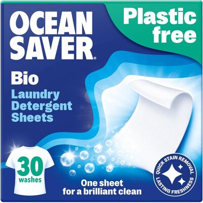 OceanSaver Eco Laundry Detergent Sheets Bio Eco-Friendly, Biodegradable & Freshly Scented Zero-Waste & Removes Tough Stains Vegan, Plastic & Cruelty-Free Plant Based Formula (30 Washes) OceanSaver Eco Laundry Detergent Sheets Bio Eco-Friendly, Biodegradable & Freshly Scented Zero-Waste & Removes Tough Stains Vegan, Plastic & Cruelty-Free Plant Based Formula (30 Washes)