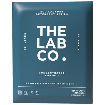 The Lab Co. Laundry Detergent Strips Washing Sheets Eco Ultra-Concentrated Non-Bio for Sensitive Skin Non-Toxic EDC-Free Lab-Tested Fragrance Free Unscented Odourless 32 Loads The Lab Co. Laundry Detergent Strips Washing Sheets Eco Ultra-Concentrated Non-Bio for Sensitive Skin Non-Toxic EDC-Free Lab-Tested Fragrance Free Unscented Odourless 32 Loads
