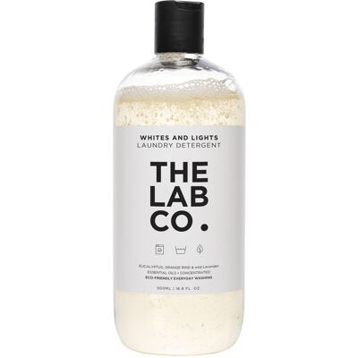 The Lab Co. Lights and Whites Wash. Non-Bio Liquid Laundry Detergent for washing machines and hand washing. Lavender and Orange Rind. 500ml for up to 32 washes. The Lab Co. Lights and Whites Wash. Non-Bio Liquid Laundry Detergent for washing machines and hand washing. Lavender and Orange Rind. 500ml for up to 32 washes.
