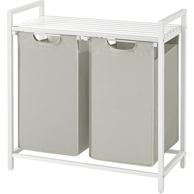 Ochama x SONGMICS Ochama 2-Compartment Laundry Hamper with Pull-Out & Removable Bags, Shelf – Metal Frame, 2 x 46 L, 73 x 33 x 72 cm, White Laundry Sorter Ochama x SONGMICS Ochama 2-Compartment Laundry Hamper with Pull-Out & Removable Bags, Shelf – Metal Frame, 2 x 46 L, 73 x 33 x 72 cm, White Laundry Sorter