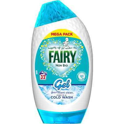 Fairy Non Bio Fairy Liquid Laundry Detergent Gel, Non Bio, Sensitive Skin, 32 Washes, 1.056l Fairy Non Bio Fairy Liquid Laundry Detergent Gel, Non Bio, Sensitive Skin, 32 Washes, 1.056l