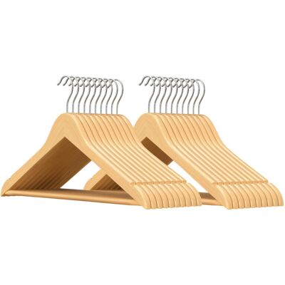 Ochama Solid Wood Hanger Set of 20, Heavy Duty Real Wood Coat Hangers with Shoulder Grooves for Anti-Slip Garment Hold and Rust-Proof Silver-Tone Swivel Hook, Ideal for Suits, Shirts, Coats, Blazers, Dresses, Wardrobe, Closet, Natural Wood Finish with Sil Ochama Solid Wood Hanger Set of 20, Heavy Duty Real Wood Coat Hangers with Shoulder Grooves for Anti-Slip Garment Hold and Rust-Proof Silver-Tone Swivel Hook, Ideal for Suits, Shirts, Coats, Blazers, Dresses, Wardrobe, Closet, Natural Wood Finish with Sil