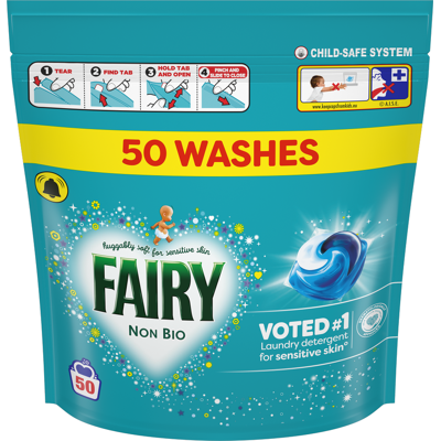 Fairy Non Bio Washing Liquid Pods, For Sensitive Skin 50 Washes Fairy Non Bio Washing Liquid Pods, For Sensitive Skin 50 Washes