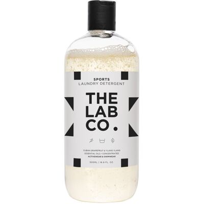The Lab Co. Sports Laundry Wash. 500ml for up to 32 washes. Cuban Grapefruit and Ylang Ylang. For active-wear and swimwear. Non-Bio detergent suitable for hand-wash and machine washing. The Lab Co. Sports Laundry Wash. 500ml for up to 32 washes. Cuban Grapefruit and Ylang Ylang. For active-wear and swimwear. Non-Bio detergent suitable for hand-wash and machine washing.