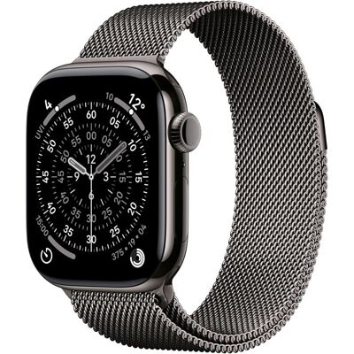 Apple Watch Series 11 GPS + Cellular 42mm Slate Titanium Case with Slate Milanese Loop Apple Watch Series 11 GPS + Cellular 42mm Slate Titanium Case with Slate Milanese Loop