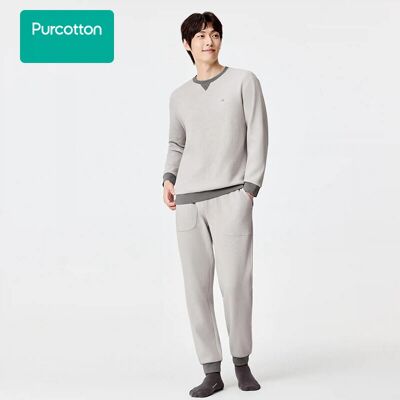 Purcotton Men's Waffle Knit Loungewear Set,Mercury Grey,Top: UK 40 ( L); Bottom: UK 34 ( L) Purcotton Men's Waffle Knit Loungewear Set,Mercury Grey,Top: UK 40 ( L); Bottom: UK 34 ( L)