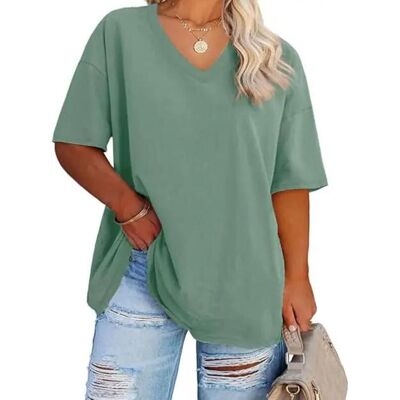 Women's Plus Size V Neck T Shirts Summer Half Sleeve Oversized Tees Casual Loose Fit Tunic Tops (green, XXL) Women's Plus Size V Neck T Shirts Summer Half Sleeve Oversized Tees Casual Loose Fit Tunic Tops (green, XXL)