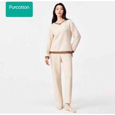 Purcotton Women's Waffle Knit Loungewear Set,Sunlight Yellow,Top: UK 14 (L); Bottom: UK 14 (L) Purcotton Women's Waffle Knit Loungewear Set,Sunlight Yellow,Top: UK 14 (L); Bottom: UK 14 (L)