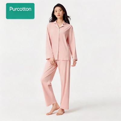 Purcotton Women's Lustrous Cotton Brushed Loungewear Set,Peach Pink,Top: UK 14 (L); Bottom: UK 14 (L) Purcotton Women's Lustrous Cotton Brushed Loungewear Set,Peach Pink,Top: UK 14 (L); Bottom: UK 14 (L)