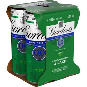 Gordon's Alcohol Free & Tonic 4 X 250ml Gordon's Alcohol Free & Tonic 4 X 250ml