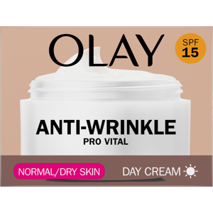 OLAY Anti-Wrinkle Pro Vital Day Cream with SPF15, for Mature Skin, 50ml OLAY Anti-Wrinkle Pro Vital Day Cream with SPF15, for Mature Skin, 50ml