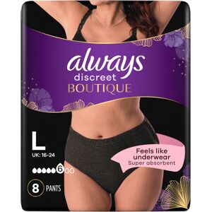 Always Discreet Boutique Incontinence Pants Women Black Plus L, 8 Count Always Discreet Boutique Incontinence Pants Women Black Plus L, 8 Count