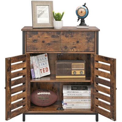VASAGLE Storage Cabinet 2 Drawers 2 Doors Rustic Brown VASAGLE Storage Cabinet 2 Drawers 2 Doors Rustic Brown