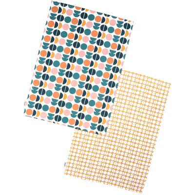 Dexam Tea Towels Retro Spot 100% Cotton Cotton Teal/Peach 2pcs Dexam Tea Towels Retro Spot 100% Cotton Cotton Teal/Peach 2pcs