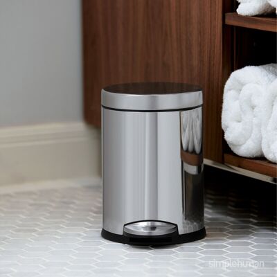 Simplehuman 4.5L Round Bathroom Pedal Bin, White Steel Simplehuman 4.5L Round Bathroom Pedal Bin, White Steel
