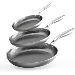 COOKER KING Stainless Steel Pans Set of 3 (8+10+12 Inch), Nonstick Frying Pans, Induction Pan Set, Chef's Pan, Skillets Dishwasher & Oven Safe, Stay-Cool Handles, Compatible with All Cooktops COOKER KING Stainless Steel Pans Set of 3 (8+10+12 Inch), Nonstick Frying Pans, Induction Pan Set, Chef's Pan, Skillets Dishwasher & Oven Safe, Stay-Cool Handles, Compatible with All Cooktops