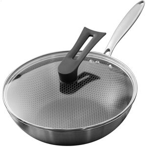 ochama Chinese Wok, Honeycomb Non-stick Pan, Non-stick Frying Wok, Low Smoke Cooking Pan, Compatible with Gas Stove, Induction Cooker and Ceramic Hob, 30cm with Lid ochama Chinese Wok, Honeycomb Non-stick Pan, Non-stick Frying Wok, Low Smoke Cooking Pan, Compatible with Gas Stove, Induction Cooker and Ceramic Hob, 30cm with Lid
