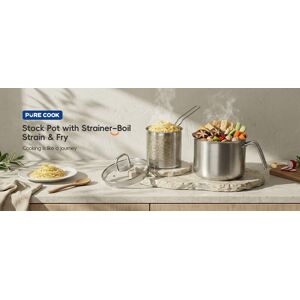 PURE COOK PURECOOK Stainless Steel Deep Fryer Series 304 Stainless Steel PURECOOK 2.8L Tall Saucepan with Fry Basket PURE COOK PURECOOK Stainless Steel Deep Fryer Series 304 Stainless Steel PURECOOK 2.8L Tall Saucepan with Fry Basket
