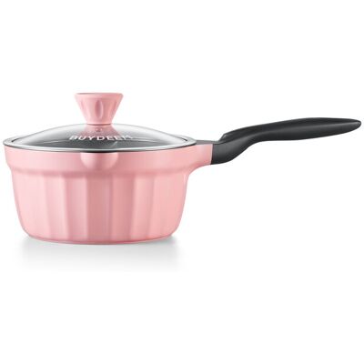 BUYDEEM Cast Aluminum Non Stick Sauce Pan,Rapid Even Heat Milk Pan with Glass Lid,All Stovetops Compatible,No PFOA/PFAS,Cooking Pot with Cool Handle,Cheflite Series , PL11, 20cm , 2.5L,Pink BUYDEEM Cast Aluminum Non Stick Sauce Pan,Rapid Even Heat Milk Pan with Glass Lid,All Stovetops Compatible,No PFOA/PFAS,Cooking Pot with Cool Handle,Cheflite Series , PL11, 20cm , 2.5L,Pink