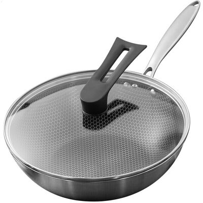 ochama Chinese Wok, Honeycomb Non-stick Pan, Non-stick Frying Wok, Low Smoke Cooking Pan, Compatible with Gas Stove, Induction Cooker and Ceramic Hob, 30cm with Lid ochama Chinese Wok, Honeycomb Non-stick Pan, Non-stick Frying Wok, Low Smoke Cooking Pan, Compatible with Gas Stove, Induction Cooker and Ceramic Hob, 30cm with Lid