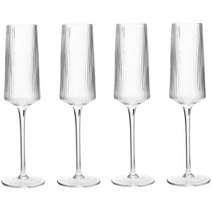 Maison by Premier Set of Four Ribbed Champagne Glasses Maison by Premier Set of Four Ribbed Champagne Glasses
