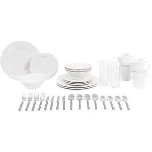 Sabichi - 36 Piece Dining Starter Set - Porcelain - White - Dining Starter Set Sabichi - 36 Piece Dining Starter Set - Porcelain - White - Dining Starter Set