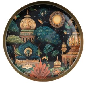 Candlelight Decorative Tray Jaisalmer Metal Gold Round D:32cm Candlelight Decorative Tray Jaisalmer Metal Gold Round D:32cm