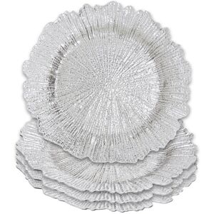 Maison by Premier Set of 4 33cm Dia Silver Finish Reef Charger Plates Maison by Premier Set of 4 33cm Dia Silver Finish Reef Charger Plates