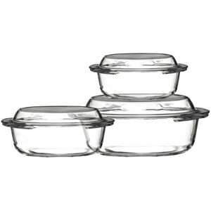 Premier Housewares Set of 3 Clear Tempered Glass Casserole Dishes - Bakeware Premier Housewares Set of 3 Clear Tempered Glass Casserole Dishes - Bakeware