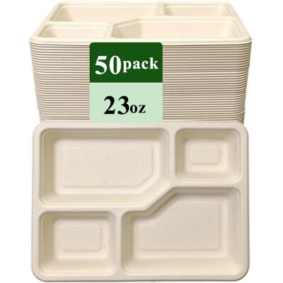 Rui bamboo disposable bamboo fiber tray 23oz 4-comp50pack Rui bamboo disposable bamboo fiber tray 23oz 4-comp50pack