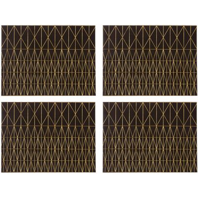 Maison by Premier Set of 4 Prism Black and Gold Placemats Maison by Premier Set of 4 Prism Black and Gold Placemats
