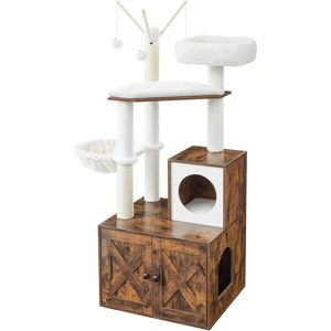 Feandrea WoodyWonders with Litter Box Enclosure Cat Tree, 58×50×140cm, Rustic Brown Feandrea WoodyWonders with Litter Box Enclosure Cat Tree, 58×50×140cm, Rustic Brown