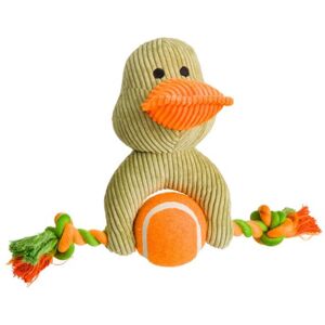 House of Paws Green Cord Duck Dog Toy with Tennis Ball and Rope House of Paws Green Cord Duck Dog Toy with Tennis Ball and Rope