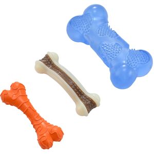 Blinkit Pet Teething Toy Set, Dog Rubber Toys with Cheese Bone Design, for Teeth Cleaning, Suitable for All Dog Breeds Blinkit Pet Teething Toy Set, Dog Rubber Toys with Cheese Bone Design, for Teeth Cleaning, Suitable for All Dog Breeds