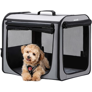 pecute Lightweight dog car carrier, easy to assemble dog car carrier, portable ventilated dog car crate, foldable indoor and outdoor pet carrier, green dog travel crate with curtain. pecute Lightweight dog car carrier, easy to assemble dog car carrier, portable ventilated dog car crate, foldable indoor and outdoor pet carrier, green dog travel crate with curtain.
