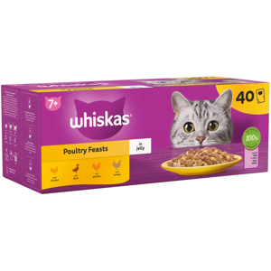 Whiskas 7+ Poultry Feasts Senior Wet Cat Food Pouches In Jelly 40 x 85g Whiskas 7+ Poultry Feasts Senior Wet Cat Food Pouches In Jelly 40 x 85g