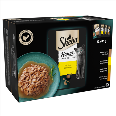 Sheba Sauce Collection Adult Cat Food Pouch Poultry Selection 12 x 85g Sheba Sauce Collection Adult Cat Food Pouch Poultry Selection 12 x 85g