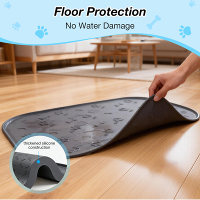 Blinkit 0159-8 Pet Food Mat/Dog Splash Mat, Food-Grade Silicone, Raised Edge Leak-Proof Design, Easy to Clean, 60×40cm Large Size for Pet Feeding Area, Gray Blinkit 0159-8 Pet Food Mat/Dog Splash Mat, Food-Grade Silicone, Raised Edge Leak-Proof Design, Easy to Clean, 60×40cm Large Size for Pet Feeding Area, Gray