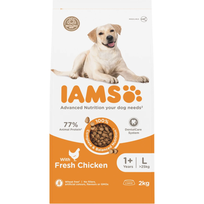 Iams Adult Dog Complete & Balanced Nutrition with Fresh Chicken 1+ Years 2kg Iams Adult Dog Complete & Balanced Nutrition with Fresh Chicken 1+ Years 2kg