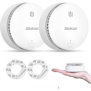 WISUALARM Pack of 2 Smoke Alarms for Home, 10-Year Battery, with Test/Silence Button, TUV & EN14604 Certified WISUALARM Pack of 2 Smoke Alarms for Home, 10-Year Battery, with Test/Silence Button, TUV & EN14604 Certified