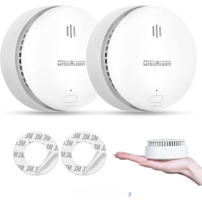 WISUALARM Pack of 2 Smoke Alarms for Home, 10-Year Battery, with Test/Silence Button, TUV & EN14604 Certified WISUALARM Pack of 2 Smoke Alarms for Home, 10-Year Battery, with Test/Silence Button, TUV & EN14604 Certified