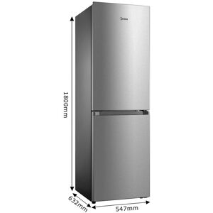 Midea MDRB379FGD02 55cm Wide 180cm Tall 60/40 No Frost Fridge Freezer, Silver, D Rated Midea MDRB379FGD02 55cm Wide 180cm Tall 60/40 No Frost Fridge Freezer, Silver, D Rated