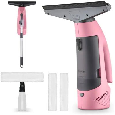 Swan x Lynsey Rechargeable Cordless Window Vacuum Cleaner, Extension Pole, 35Minutes Runtime - Pink, SC59010QOC Swan x Lynsey Rechargeable Cordless Window Vacuum Cleaner, Extension Pole, 35Minutes Runtime - Pink, SC59010QOC