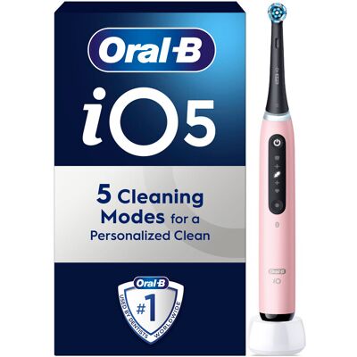 Oral-B iO5 Electric Toothbrush, 5 Modes, Visible Pressure System, Position Detection, Personalised Clean, Blush Pink Oral-B iO5 Electric Toothbrush, 5 Modes, Visible Pressure System, Position Detection, Personalised Clean, Blush Pink